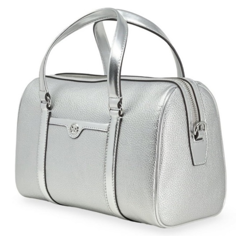 •MICHAEL KORS• 2-way Travel silver medium duffle bag/shoulder purse >> NWT